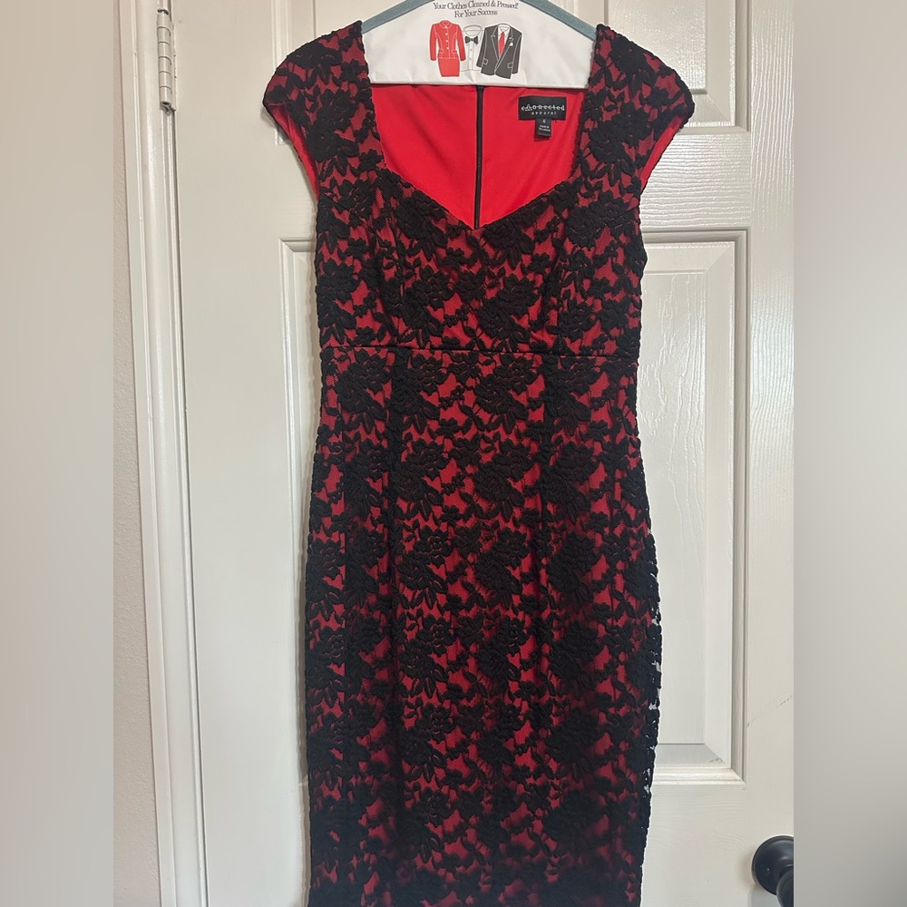 ✨Red and black lace dress✨